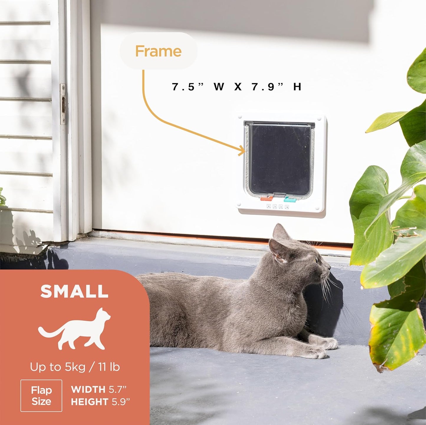 Cat and Small Pet Door, Small, White, Pets up to 11 Lbs